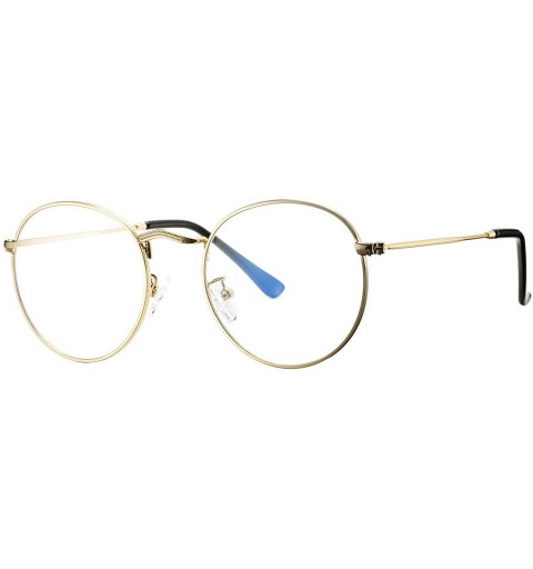 Aviator Classic Round Metal Clear Lens Glasses Frame Unisex Circle Eyeglasses - Gold - Blue Light Filter - CC18ZD0KDCY $13.41