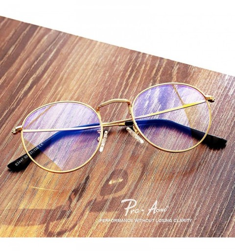 Aviator Classic Round Metal Clear Lens Glasses Frame Unisex Circle Eyeglasses - Gold - Blue Light Filter - CC18ZD0KDCY $13.41