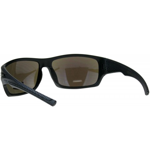Wrap Xloop Mens Sunglasses Rectangular Wrap Around Frame Mirrored UV 400 - Matte Black (Blue Mirror) - CX18DTK4WRO $7.73