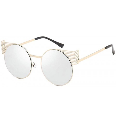 Round 2018 new fashion personality round frame metal frame unisex luxury brand designer sunglasses UV400 - Silver - CZ18M98KG...