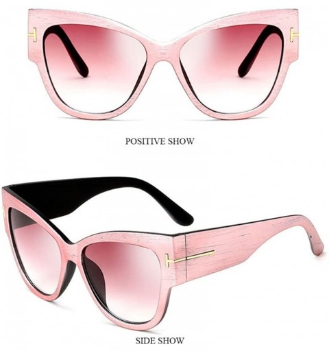 Oversized Oversized Frame Lady Travel Beach Sun Protect Sunglasses with Lanyard Chain - Pink - CD18CYTDW9R $19.87