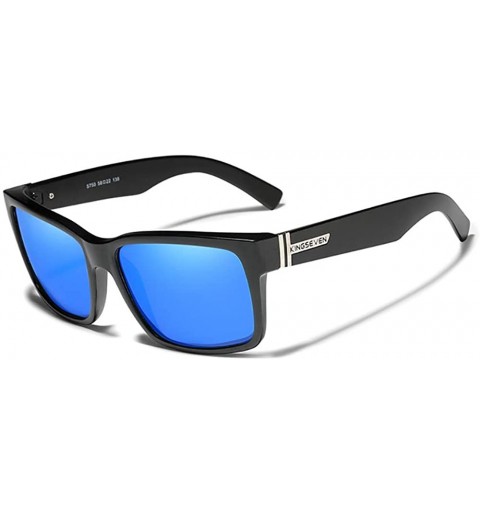 Goggle Genuine Thick Tough Sports Sunglasses 100% Polarized and UV400 Unisex - Black/Blue - CQ199RCIYS9 $21.45