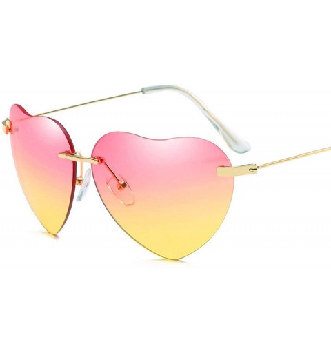 Oversized Retro Metal Love Heart Sunglasses Women Vintage Gold Frame Rainbow Lenses Shade Eyewear - 3 - CQ18W4EGAUL $23.90