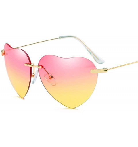 Oversized Retro Metal Love Heart Sunglasses Women Vintage Gold Frame Rainbow Lenses Shade Eyewear - 3 - CQ18W4EGAUL $23.90