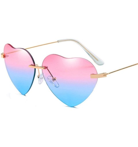 Oversized Retro Metal Love Heart Sunglasses Women Vintage Gold Frame Rainbow Lenses Shade Eyewear - 3 - CQ18W4EGAUL $23.90