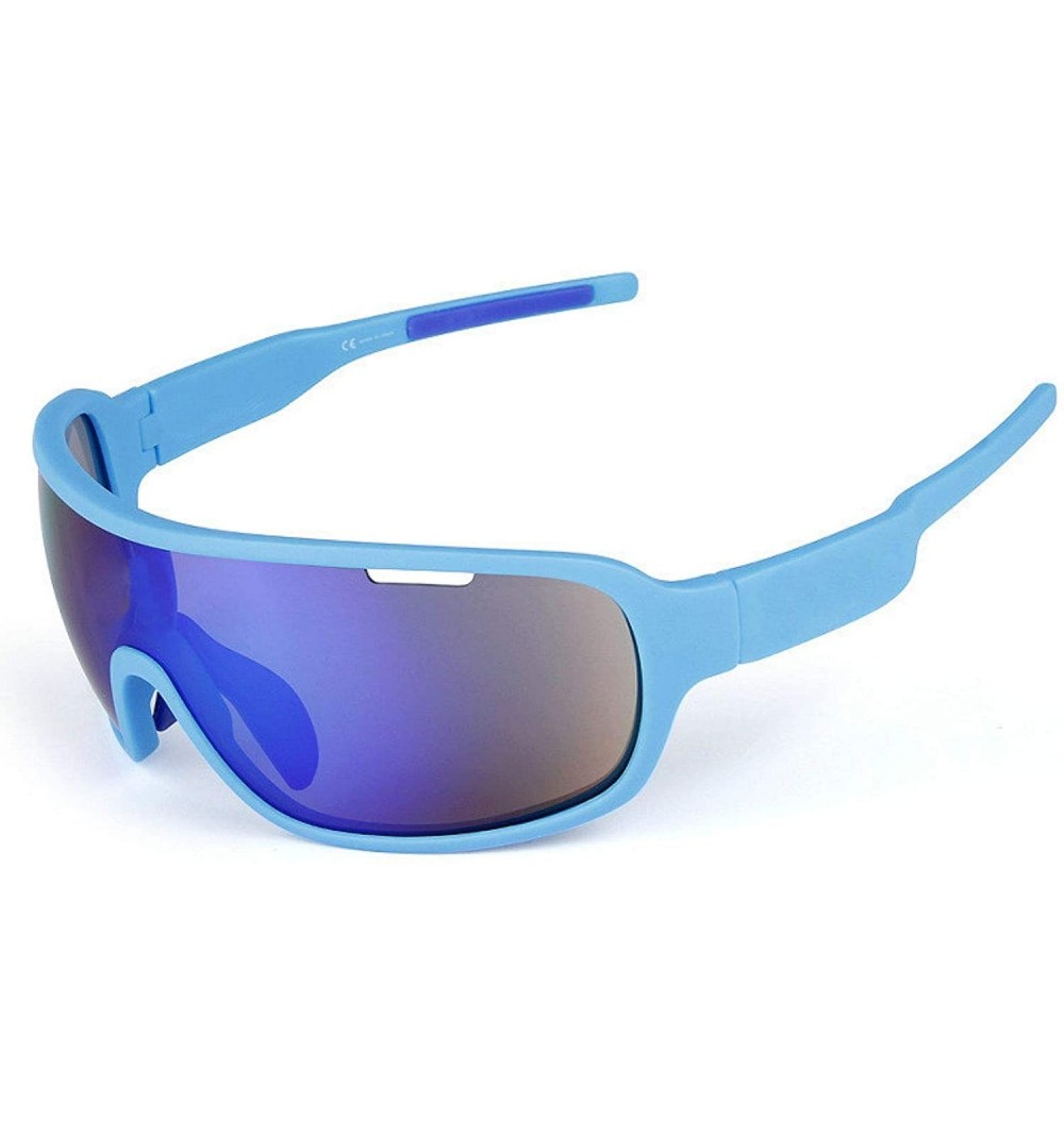 Sport Bike riding glasses Outdoor Sports Sunglasses Polarized sunglasses goggles cycling sunglasses with 5 lens - Blue - CL19...