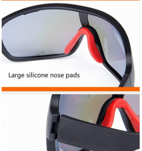 Sport Bike riding glasses Outdoor Sports Sunglasses Polarized sunglasses goggles cycling sunglasses with 5 lens - Blue - CL19...