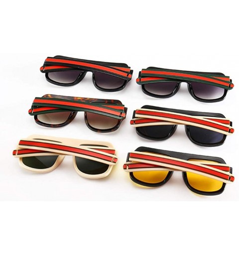 Oversized Retro Oversized Square Sunglasses for Women with Flat Lens - Black Black - CV18TTGDW54 $15.59
