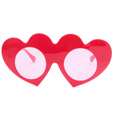 Oversized Large Oversized Womens Heart Shaped Sunglasses Cute Love - Red - CP18IQ0050G $15.41