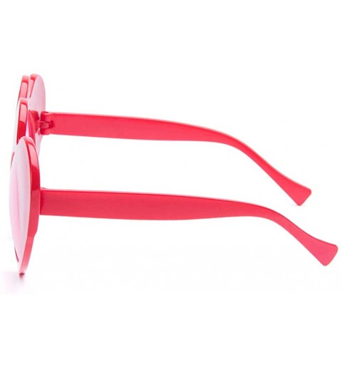 Oversized Large Oversized Womens Heart Shaped Sunglasses Cute Love - Red - CP18IQ0050G $15.41