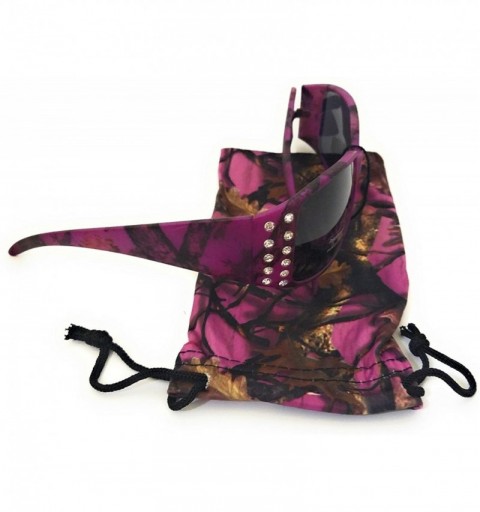 Oval Camo JP Camouflage Western Ladies Womens Sunglasses Drawstring Case Cover - Purple Black Rhinestone - CE18DT8X9IT $21.63