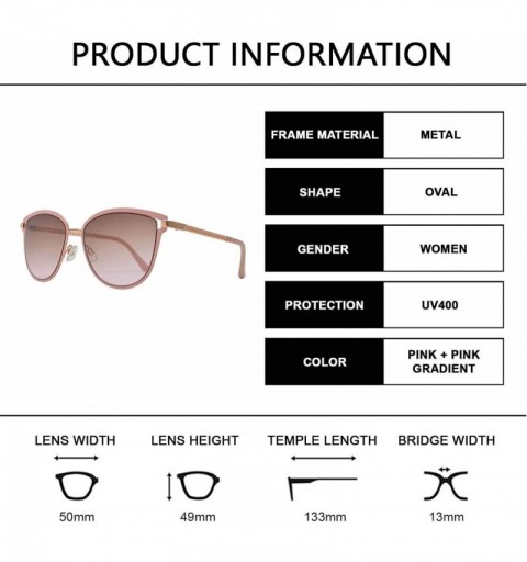 Oval Fashion Oval Sunglasses with Chain Link Temple for Women - Pink + Pink Gradient - C9196WUQQST $10.67