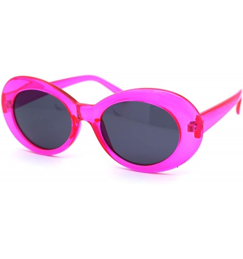 Oval Womens Mod Thick Plastic Oval Round Designer Sunglasses - Pink Black - CO18YE7KMTW $7.60