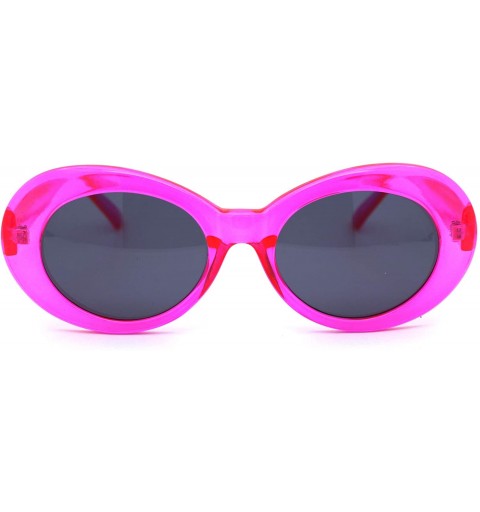 Oval Womens Mod Thick Plastic Oval Round Designer Sunglasses - Pink Black - CO18YE7KMTW $7.60