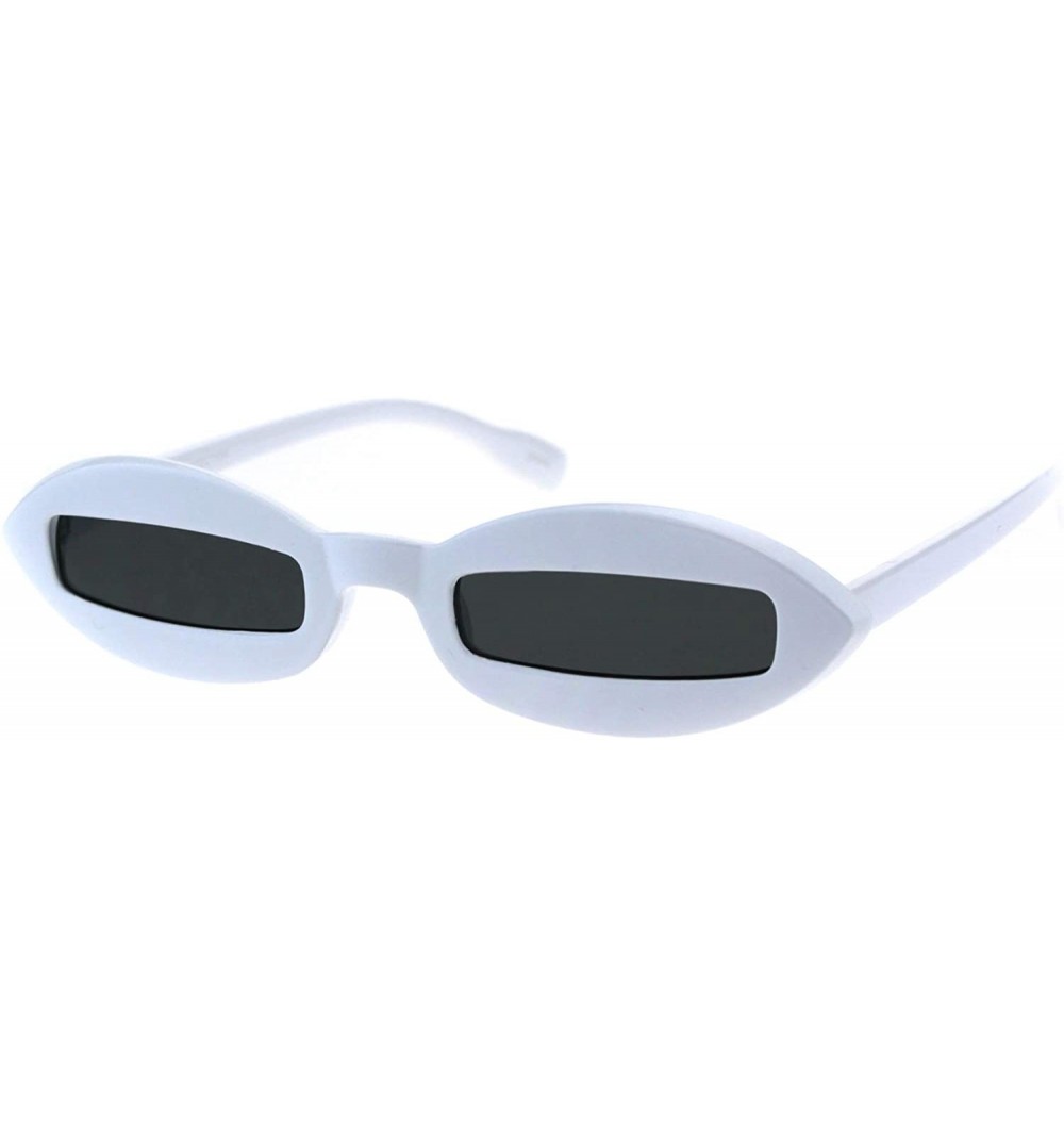 Oval Womens Unique Skinny Sunglasses Oval Frame Rectangular Lens Black UV 400 - White - CS18KNX4RGE $10.75