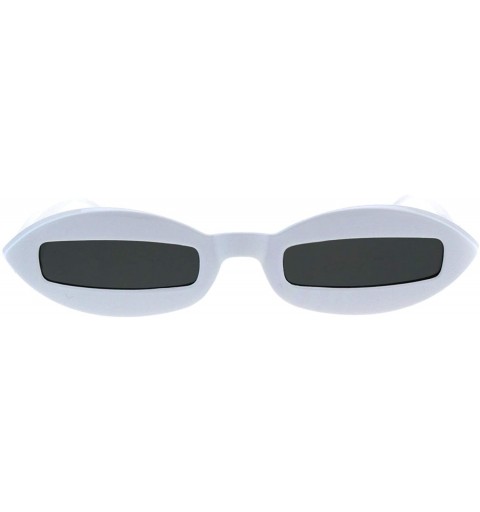 Oval Womens Unique Skinny Sunglasses Oval Frame Rectangular Lens Black UV 400 - White - CS18KNX4RGE $10.75