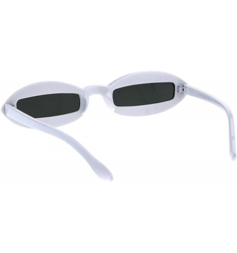 Oval Womens Unique Skinny Sunglasses Oval Frame Rectangular Lens Black UV 400 - White - CS18KNX4RGE $10.75
