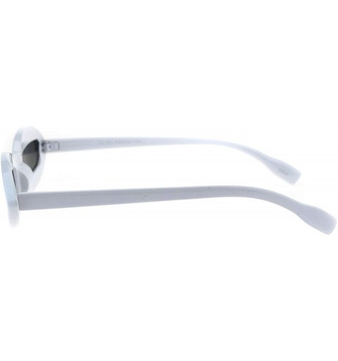 Oval Womens Unique Skinny Sunglasses Oval Frame Rectangular Lens Black UV 400 - White - CS18KNX4RGE $10.75