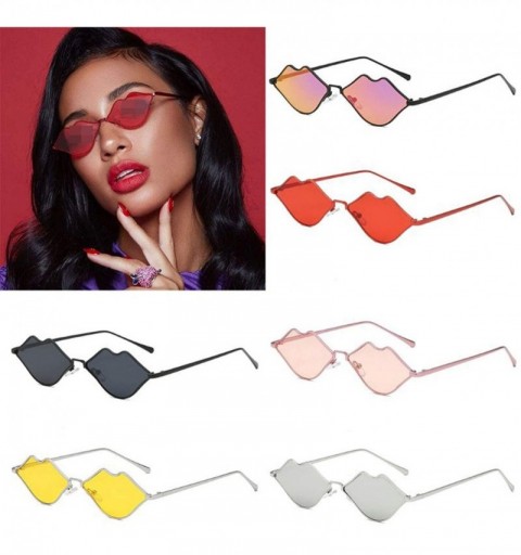 Oversized Sunglasses Women Sexy Mouth Sun Glasses Clear Color Metal Frame Eyewear Party Ladies - 4 - CA18W9KHROU $26.28