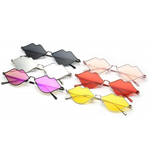 Oversized Sunglasses Women Sexy Mouth Sun Glasses Clear Color Metal Frame Eyewear Party Ladies - 4 - CA18W9KHROU $26.28