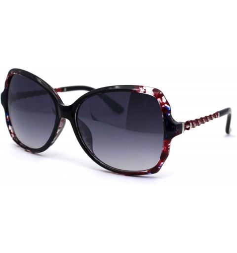 Butterfly Womens Marble Tortoise Designer Fashion Butterfly Sunglasses - Burgundy Tortoise Smoke - CL194KT2QXL $13.19