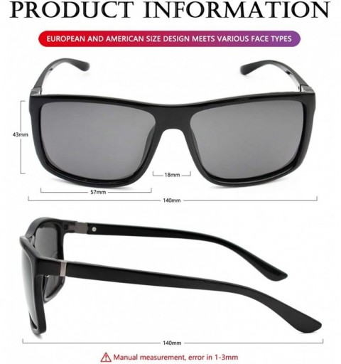 Aviator Unisex Polarized Sunglasses Vintage Square Frame Sun Glasses 100% UV400 Protection - A1 Black/Grey - C118RATALYM $11.74