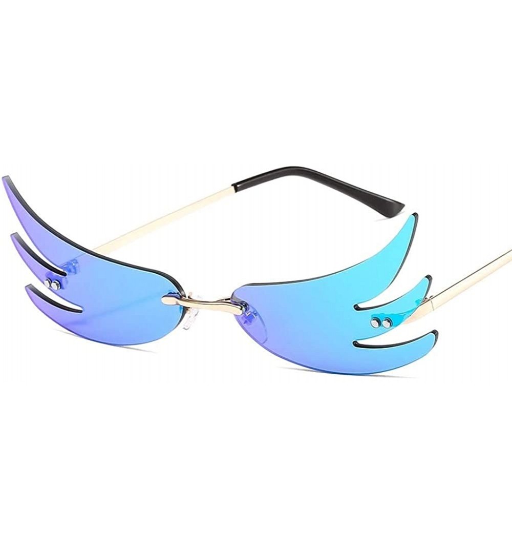 Rimless Wing Rimless Sunglasses for Women Sun Glasses Unique Eyeglasses UV400 - C4 Gold Green - CV1902RX8DT $13.74