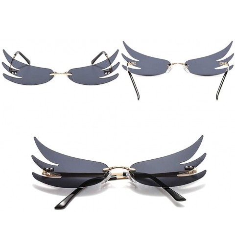 Rimless Wing Rimless Sunglasses for Women Sun Glasses Unique Eyeglasses UV400 - C4 Gold Green - CV1902RX8DT $13.74