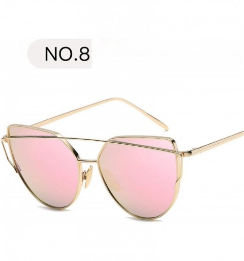 Cat Eye New Cat Eye Sunglasses Women Luxury Brand Design Mirror Lens Vintage Sun Glasses - C8 - CU18W4S9KW4 $14.24