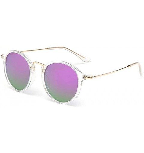 Goggle Round Sunglasses coating Retro Men women - C05ptrans Purple - C618HQ3I5E7 $28.94