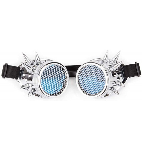 Goggle Steampunk Kaleidoscope Goggles Rainbow or Barbed Wire Lens - Silver1-barbed Mesh Lens - CG18IHUH7N9 $20.56