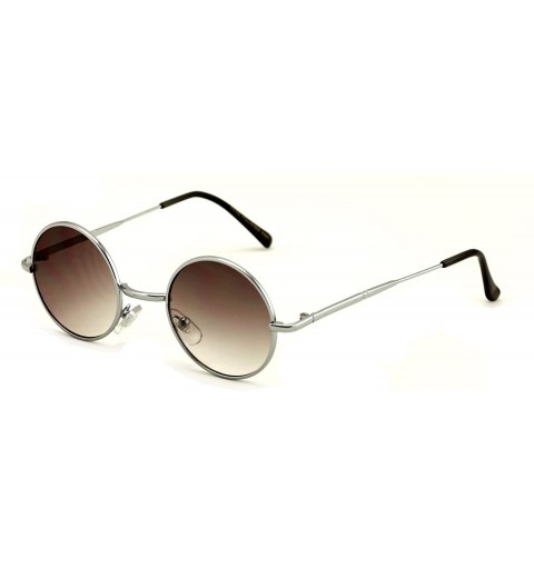 Oval Casual Fashion Small Round Circle Thin Metal Frame Unisex Sunglasses Lennon - Silver - Gradient Lens - CS125QXCI25 $8.42