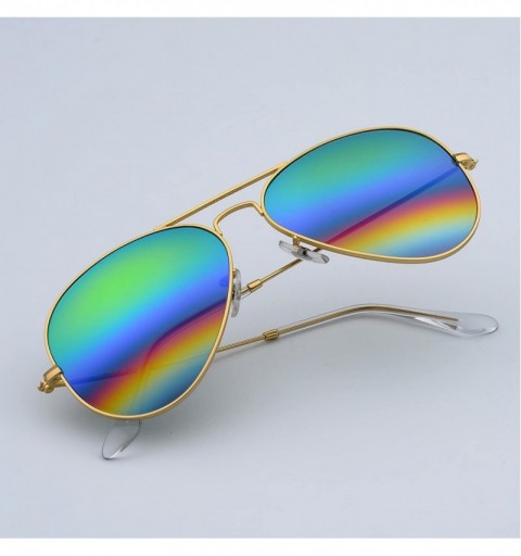 Aviator Corning natural glass lenses metal frame aviator sunglasses for men women - CE184GLNT0Y $23.76