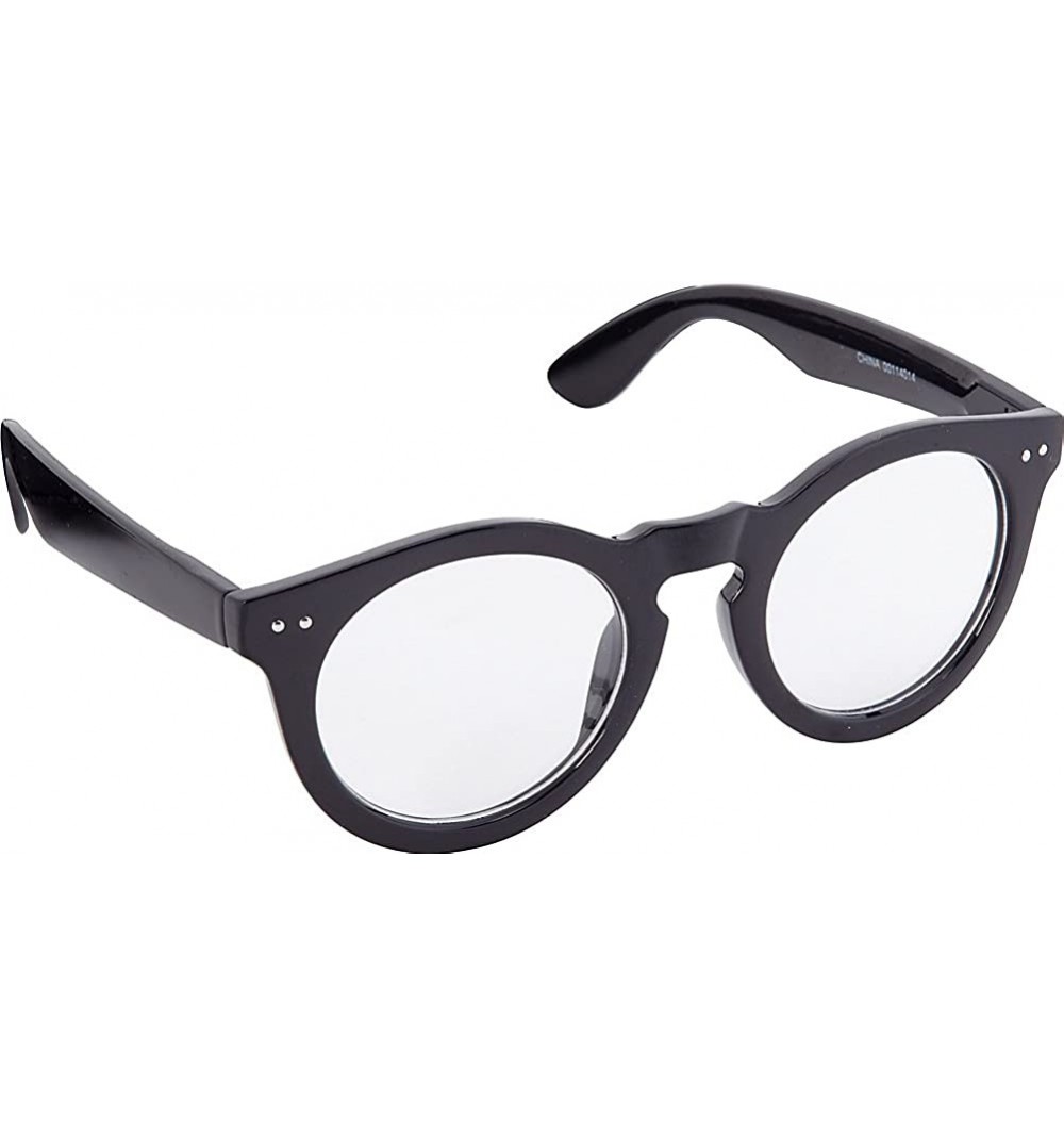 Round Classic Retro Round Clear Fashion Glasses P4016CL - Black - CU11EM860VV $8.52