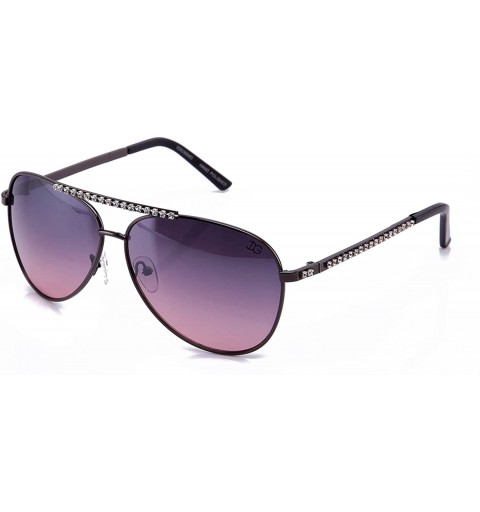 Aviator Women Aviator Rhinestone Bling Bling Stylish Sunglasses - Gunmetal/Red - CI17YY7HQN3 $11.79