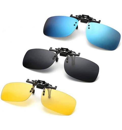 Rectangular Polarized Adult Day Night Vision Flip-up Clip-on Lens Driving Glasses Sunglasses - Color2 - CC18H443DY5 $15.75
