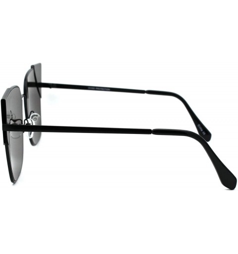 Cat Eye Womens Metal Rim Rectangular Oversize Cat Eye Retro Sunglasses - Black Purple Mirror - CB18W4HO8WX $11.17
