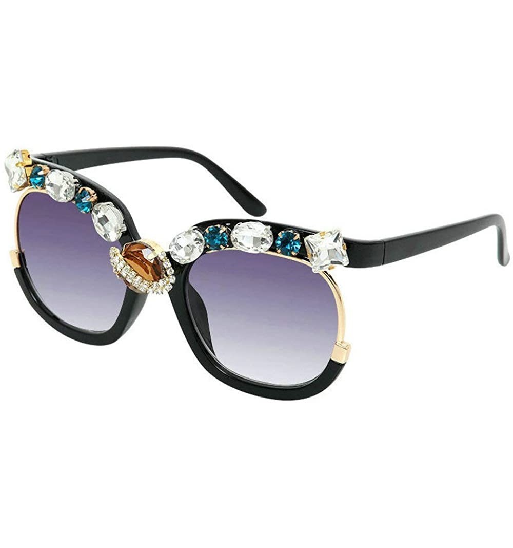 Oversized Luxury Diamond Oversized Sunglasses Women Vintage Brand Half Frame Cat Sun Glasses Men Female Lady Shades Glasses -...