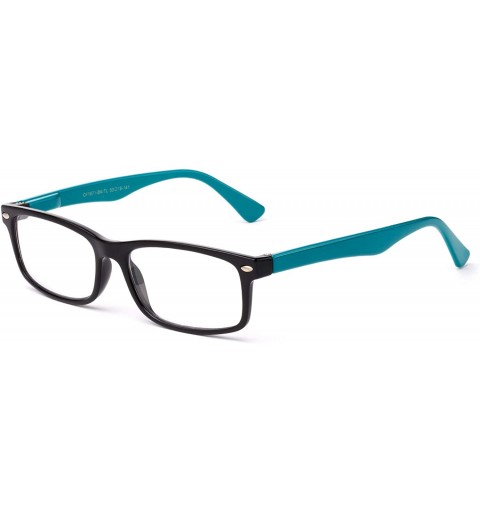 Semi-rimless Unisex Translucent Simple Design No Logo Clear Lens Glasses Squared Fashion Frames - Black/Teal - CZ12JQW83N5 $1...