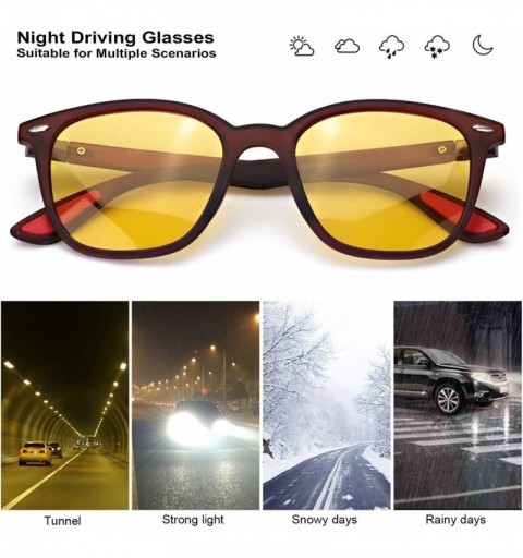 Wrap Oversized Driving Anti glare Polarized - Night-vision Glasses- Brown - C419653AS65 $14.99