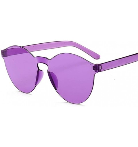 Rimless Rimless Vintage Round Mirror Sunglasses Women Luxury Sun Glasses Female - Purple - CY198XG929L $23.48