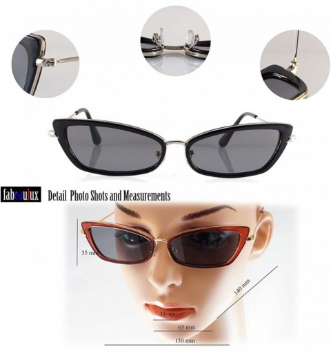 Cat Eye Retro Vintage Slim Wide Triangle Rectangular Cat-Eye Sunglasses A241 - Brown Brown - CM18KQ0463C $11.17