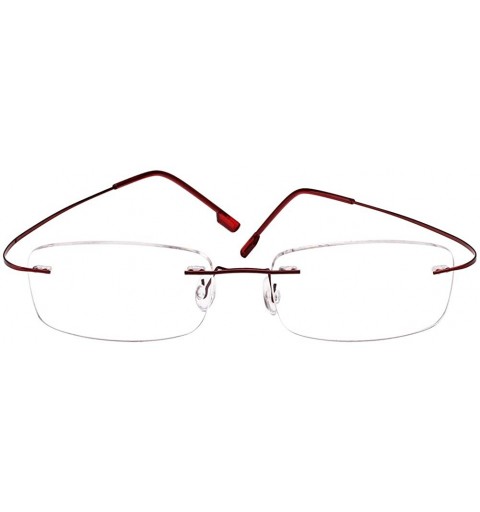 Square Memory Titanium Frameless Lightweight Reading Glasses Hingeless Flexibled Frames for Mens Womens - Red - CP18QRM0IR6 $...
