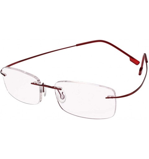 Square Memory Titanium Frameless Lightweight Reading Glasses Hingeless Flexibled Frames for Mens Womens - Red - CP18QRM0IR6 $...
