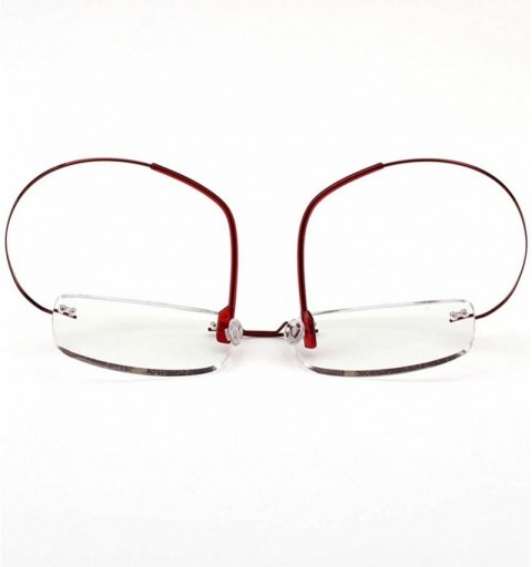 Square Memory Titanium Frameless Lightweight Reading Glasses Hingeless Flexibled Frames for Mens Womens - Red - CP18QRM0IR6 $...