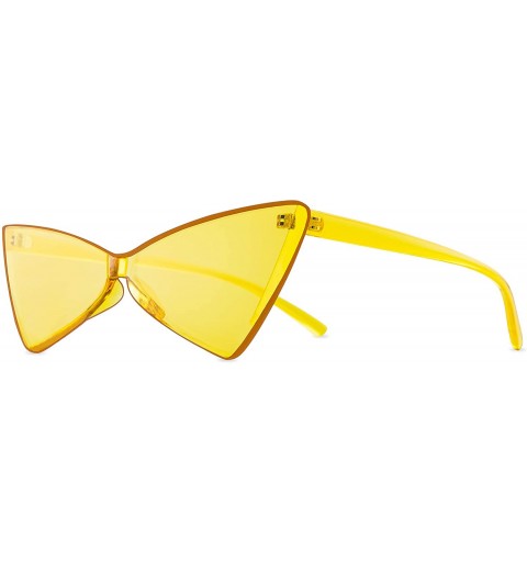 Square Colorful One Piece Rimless Transparent Cat Eye Sunglasses for Women Tinted Candy Colored Glasses - CT18Q3EC0RO $10.40