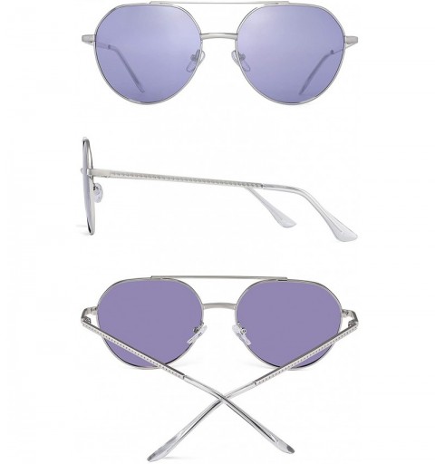 Aviator Classic Polarized Aviator Sunglasses for Women Metal Frame Flat Tinted Lens - CT192SCAQSE $14.75