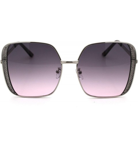 Butterfly Womens Metal Rim Rectangular Butterfly Designer Sunglasses - Silver Black Pink - CO18WEHAMDT $9.10