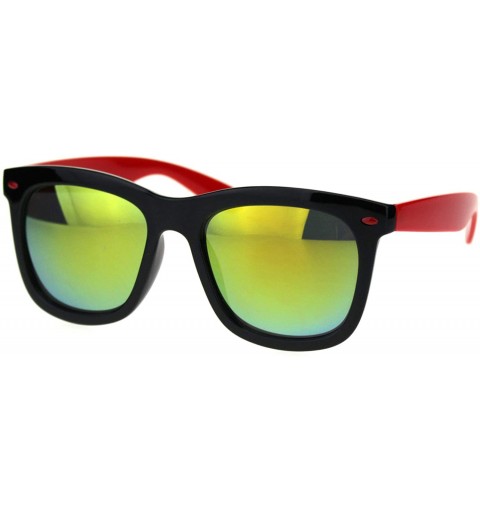 Rectangular Hipster 2 Tone Oversize Horn Rim Colored Mirror Sunglasses - Black Red Orange Mirror - C718RND2QKI $11.90