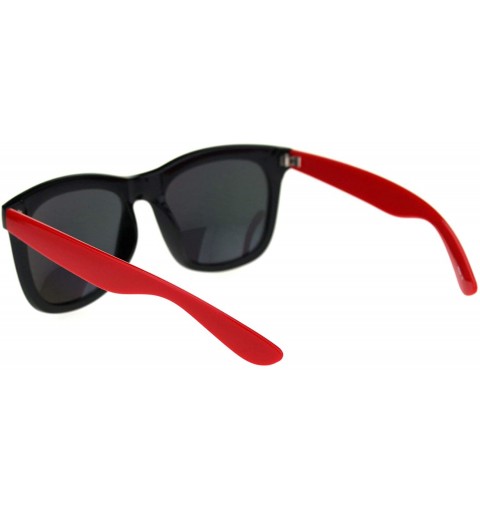 Rectangular Hipster 2 Tone Oversize Horn Rim Colored Mirror Sunglasses - Black Red Orange Mirror - C718RND2QKI $11.90
